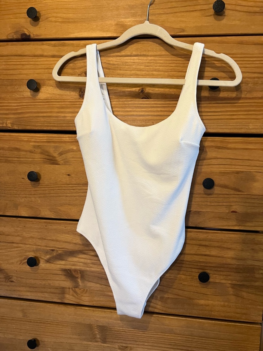 H&M White Textured One-Piece Swimsuit
